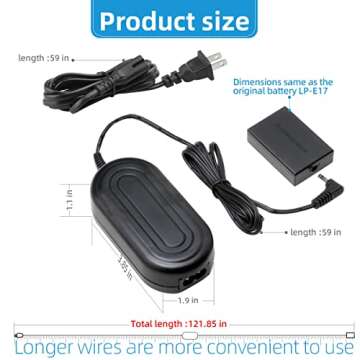 Glorich ACK-E17 AC Power Adapter DR-E17 DC Coupler Dummy Battery Power Supply Kit for Canon EOS M3, M5, M6, M6 Mark II Mirrorless Digital Cameras