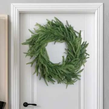 2 Pcs Christmas Norfolk Pine Garlands, Real Touch Pine Garland, Artificial Greenery Garland for Christmas Table Wall Fireplace Mantle Outdoor Decoration