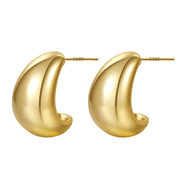 LOUMILEO Chunky Gold Hoop Earrings for Stylish Women