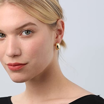 LOUMILEO Chunky Gold Hoop Earrings for Stylish Women