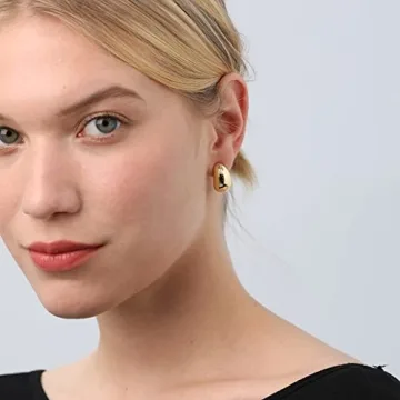 LOUMILEO Chunky Gold Hoop Earrings for Stylish Women