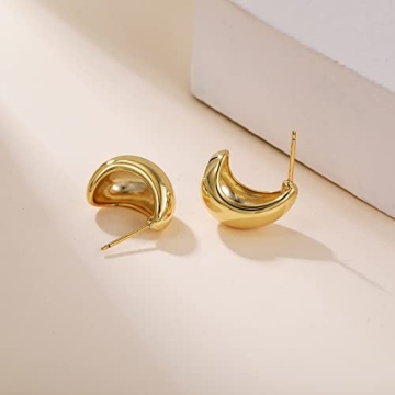 LOUMILEO Chunky Gold Hoop Earrings for Stylish Women