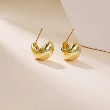 LOUMILEO Chunky Gold Hoop Earrings for Stylish Women