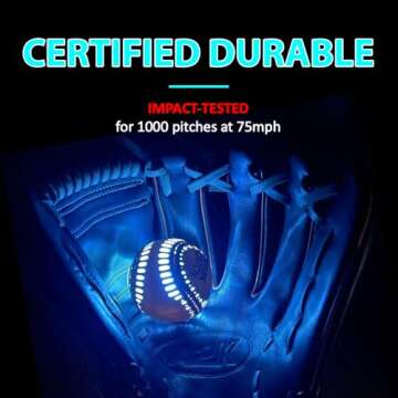 SPARK CATCH Light Up Baseball, Glow in The Dark Baseball, Sports Gear Accessories Gifts for Boys 8 9 10 11 12 13 14 15 Years Old, Kids Teens All Ages Gift Ideas (Impact-Activated Version) (Ice Blue)