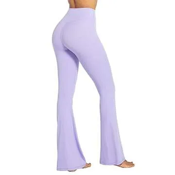 Sunzel Flare Leggings, Crossover Yoga Pants with Tummy Control, High Waisted and Wide Leg, No Front Seam Lilac Medium 32" Inseam