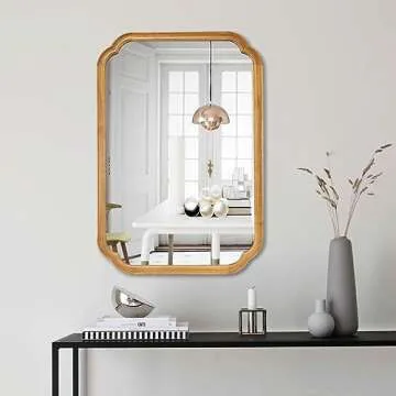WallBeyond 24" x 36" Rounded Corner Arch Wall Mirror with Wood Frame for Entryway, Living Room or Be...