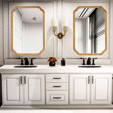 WallBeyond 24" x 36" Rounded Corner Arch Wall Mirror with Wood Frame for Entryway, Living Room or Bedroom Home Decor - Light Woodgrain [24" x 36" Natural Color]