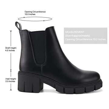 starmerx Women Platform Ankle Boots Elastic Chelsea Boots Mid Heel Slip on Booties (6,Black)