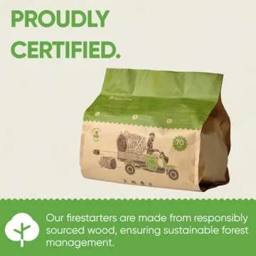 Inflame Fire Starters 70 pcs Fire Starters for Campfires, Grill, BBQ, Fireplace, Woodstove - Charcoal Starter - Waterproof, Weather-Resistant - Natural Wood Fireplace Starters