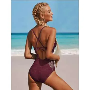 SOCIALA V Neck Crochet Bathing Suit Stylish for Beachwear