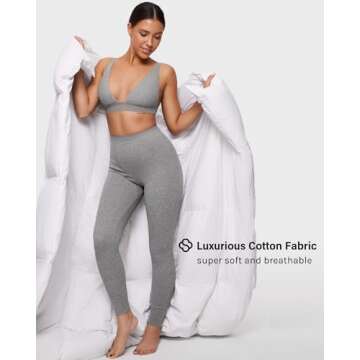 INLYRIC Women's 94% Cotton Leggings Soft High Waisted Yoga Pants Workout Stretch Full Length Heather...