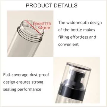 Wide Caliber Airless Travel Pump Bottles - 4 Pack