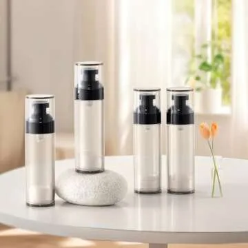 Wide Caliber Airless Travel Pump Bottles - 4 Pack