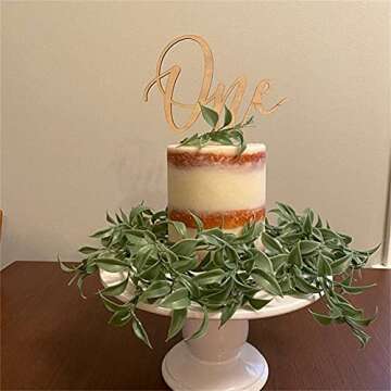 One Wood Cake Topper for 1st Boy and Girl Birthday Decoration, Rural First Anniversary Party Photo B...