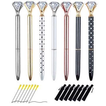 EVNEED 7PCS Diamond Pens Beautiful Metal Ballpoint Pen for Women,Coworkers,Hostess and Girlfriend