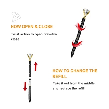 EVNEED 7PCS Diamond Pens Beautiful Metal Ballpoint Pen for Women,Coworkers,Hostess and Girlfriend