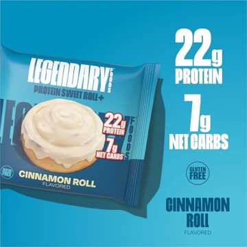 Legendary Foods 22g Protein Cinnamon Roll - Premium High Protien Bars, Low Carb Meal Replacement Sna...