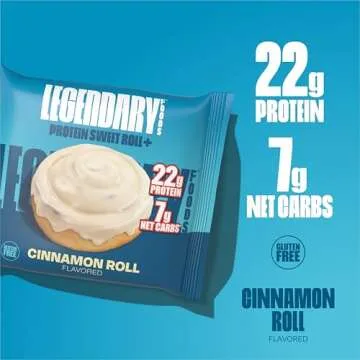 Legendary Foods 22g Protein Cinnamon Roll - Premium High Protien Bars, Low Carb Meal Replacement Sna...