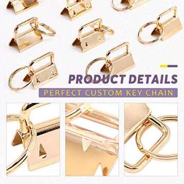 Swpeet 20Pcs Gold 1 Inch Key Fob Hardware with Key Rings Sets, Perfect for Bag Wristlets with Fabric/Ribbon/Webbing/Embossed and Other Hand Craft - 25mm