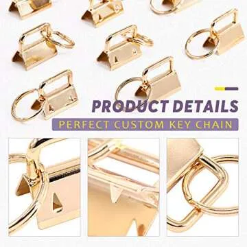 Swpeet 20Pcs Gold 1 Inch Key Fob Hardware with Key Rings Sets, Perfect for Bag Wristlets with Fabric/Ribbon/Webbing/Embossed and Other Hand Craft - 25mm