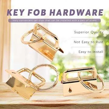 Swpeet 20Pcs Gold 1 Inch Key Fob Hardware with Key Rings Sets, Perfect for Bag Wristlets with Fabric/Ribbon/Webbing/Embossed and Other Hand Craft - 25mm
