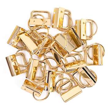 Swpeet 20Pcs Gold 1 Inch Key Fob Hardware with Key Rings Sets, Perfect for Bag Wristlets with Fabric/Ribbon/Webbing/Embossed and Other Hand Craft - 25mm