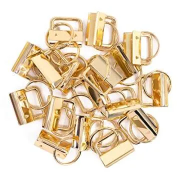 Swpeet 20Pcs Gold 1 Inch Key Fob Hardware with Key Rings Sets, Perfect for Bag Wristlets with Fabric/Ribbon/Webbing/Embossed and Other Hand Craft - 25mm