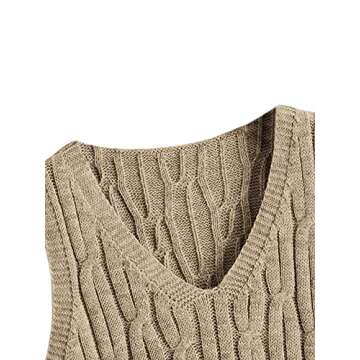 Romwe Women's Cable Knit Crop Sweater Vest - Mocha Brown