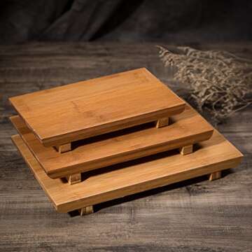 THY COLLECTIBLES Bamboo Sushi Serving Board - Elegant Japanese Style Tableware