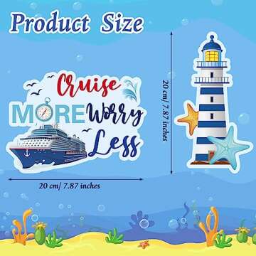 Kanayu 12 Pieces Cruise Door Magnets Decorations, Sea Navigation Ship Car Refrigerator Magnets Stick...