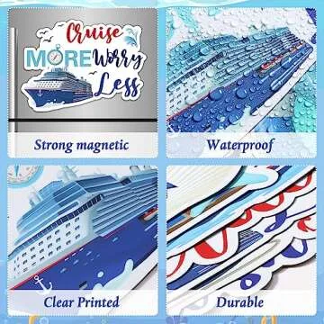 Kanayu 12 Pieces Cruise Door Magnets Decorations, Sea Navigation Ship Car Refrigerator Magnets Stickers Anchor Cruise Cabin Door Fridge Magnetic Decorations for Cabin Carnival Party(Classic Style)