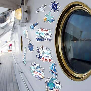 Kanayu 12 Pieces Cruise Door Magnets Decorations, Sea Navigation Ship Car Refrigerator Magnets Stickers Anchor Cruise Cabin Door Fridge Magnetic Decorations for Cabin Carnival Party(Classic Style)