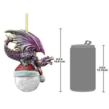 Design Toscano Christmas Tree North Pole Santa Hat Holiday Snowflake Dragon Ball Ornament, Single, Multicolored Twin