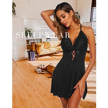 Ababoon Lingerie Sexy Nightgowns Soft Modal Nightie