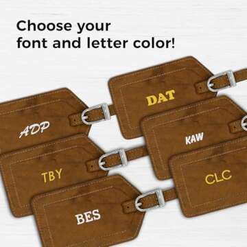 Personalized Monogrammed Leather Luggage Tags - 2 Pack