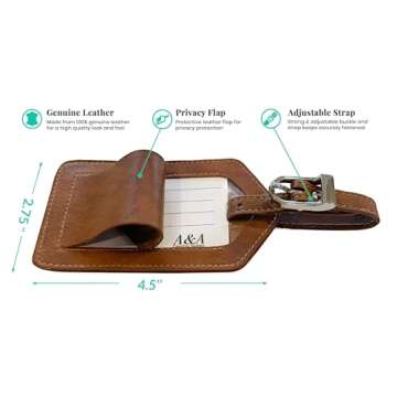 Personalized Monogrammed Leather Luggage Tags - 2 Pack