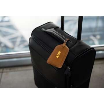 Personalized Monogrammed Leather Luggage Tags - 2 Pack