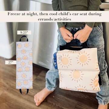 Little Bum Coolers Original Car Seat Cooler Washable Insulated Ice Pack Infant Car Seat Cooling Cushion Mat for Hot Weather Multifunctional Baby Cooling Pad (Sun)