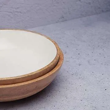 Elegant Wooden Serving Bowls with Spoons Set for Entertaining