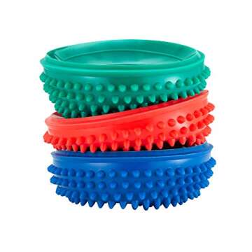 C. PARK FITNESS Balance Pods Hedgehog Stability Balance Trainer Dots Set of 6 for Squat Touch Downs, Plank Hand Walk, Balanced Bird Dog, Push-Up Plank Taps and Other Exercises, 1 Hand Pump
