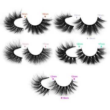False Eyelashes Wispy 18 mm Natural 3D Faux Mink Lashes Pack 10 Pairs 10 Styles Mixed Soft Reusable Fake Eyelashes Bulk with Glitter Portable Boxes