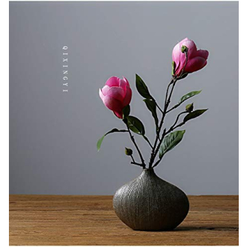 NEWQZ Decorative Vase, Small Black Ceramic Vase for Tabletop Decor, Stoneware for Floral Flower,4.7" H