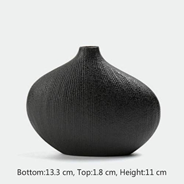 NEWQZ Decorative Vase, Small Black Ceramic Vase for Tabletop Decor, Stoneware for Floral Flower,4.7" H