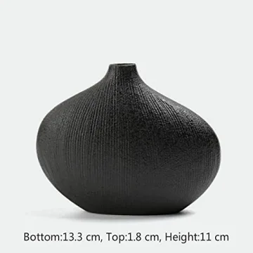 NEWQZ Decorative Vase, Small Black Ceramic Vase for Tabletop Decor, Stoneware for Floral Flower,4.7" H