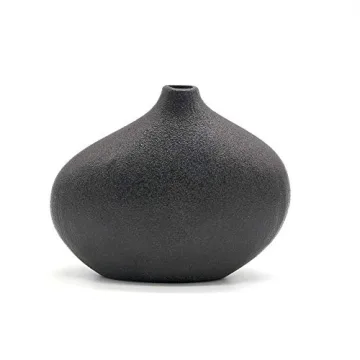 NEWQZ Decorative Vase, Small Black Ceramic Vase for Tabletop Decor, Stoneware for Floral Flower,4.7" H