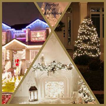 Holiday Essence Clear Warm White Christmas String Lights 20 Ft White Wire 100 Christmas Decorative Lights Set Static and Flashing for Indoor Outdoor Use Tree Decor UL Listed