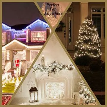 Holiday Essence Clear Warm White Christmas String Lights 20 Ft White Wire 100 Christmas Decorative Lights Set Static and Flashing for Indoor Outdoor Use Tree Decor UL Listed