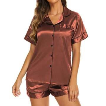 Ekouaer Women's Satin Silk Pajamas - Luxurious Sleepwear Set
