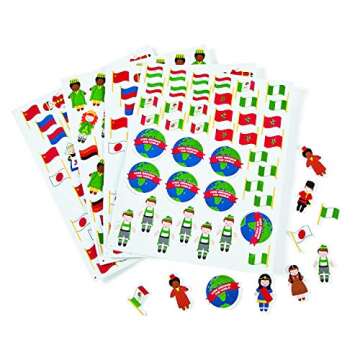 Fun Express Kids Around The World Adhesive Foam Shapes - 500 Pieces - Educational and Learning Activ...