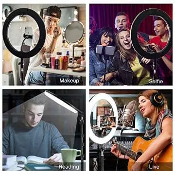 MountDog Ring Light: 14" 3 Color Lights 5600K Dimmable LED Ring Light Kit with Stand, Wireless Remote, Phone Holder and Carrying Bag for Makeup Smartphone YouTube Self-Portrait Shooting